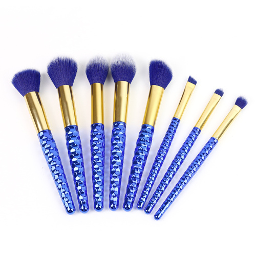 2021 Großhandel 8 stücke Blue Plastic Griff Makeup Pinsel Kit