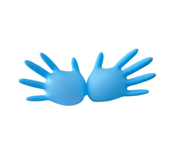 Błękitne rękawiczki nitrylowe proszkowe