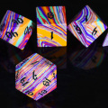 Malachite Gemstone DND Dice Set with Case, 7PCS Handmade Stone Dice Set for Dungeons and Dragons Tabletop Games