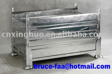 Folding stainless steel mesh container/pallet cage