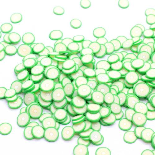 Kawaii novela de arcilla polimérica suave rebanada redonda de cuentas verde 6mm 500 g / lote diseño bonito para decoración de uñas o hacer limo rellenos DIY