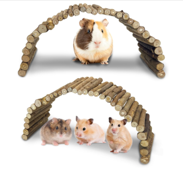 Natural Wooden Hamster Bridge Ladder - Large Climbing Toy for Hamster Cages