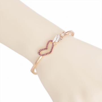 Girl angel wing crystal heart vogue Bracelet alloy