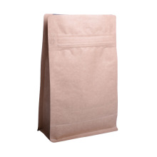Bolsa de café con fondo de caja de papel Kraft biodegradable de 12 oz