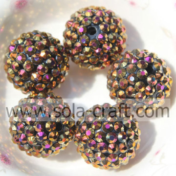 20 * 22 MM massief gouden AB hars strass bal kralen voor stevige ketting maken