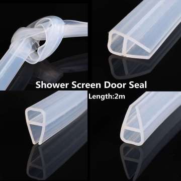 2m Silicone Shower Screen Seal Sliding Strip Plastic Rubber for Bath Room 6/8MM Door Window Glass Fixture Accessories