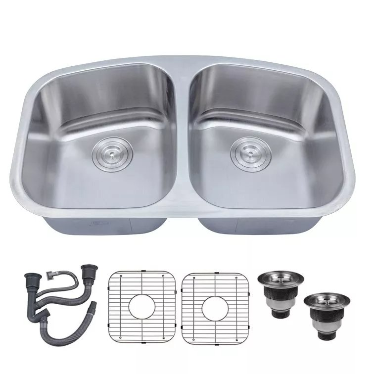 American Undount Stalom Steel Double Kitchen Sink