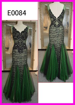 E0084 mermaid green women evening dresses low back evening dresses