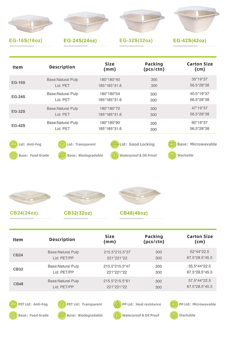 Food Grade Bagasse Box Packaging