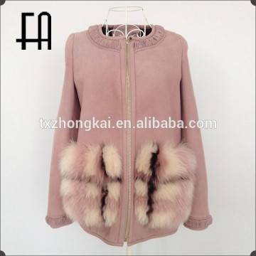 Factory direct wholesale fashion lady's korean style double face leather garment overcoat