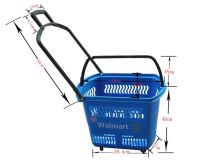 supermarket colorful plastic wheeled basket cart