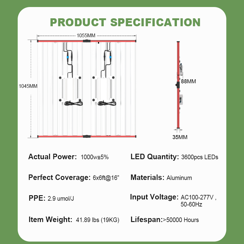 고출력 LM301B/301H 접이식 LED 성장 조명