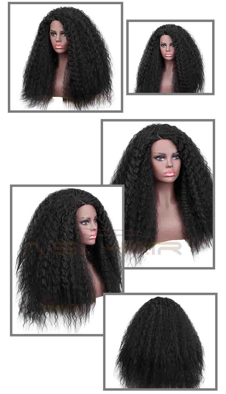 Aisi Hair Cheap Long Kinky Fluffy Natural Black Wig Afro Curly Lace Front Wig Synthetic Front Lace Hair Wigs For Black Women