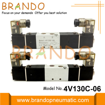 Válvula Solenoide Neumática de 1/8 &#39;&#39; 4V130C-06 5/3 Vías 24VDC