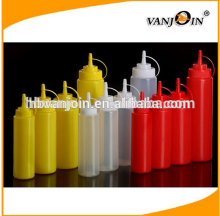 Round Squeeze Dispensing Bottle with Removable Red Cap, 6 oz Capacity, Clear