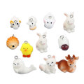 Cute Miniature Cartoon Animal Crafts Ornaments Kawaii Chicken Duck Sheep Fox Rabbit Dolphin Statues For Home Gardens Decor