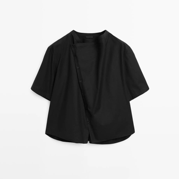 Women's asymmetric closed 100% pure cotton shirt