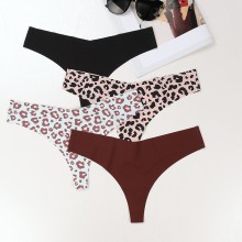 Hot Selling Leopard Print Low Waist Yoga Thong Panties