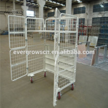 Customized Wire Mesh Foldable Roller Container Roll Trolley for Logistics