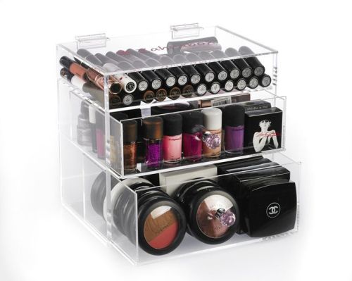Alibaba China wholesale acrylic makeup box 3 or 5 tier lucite plastic crystal clear custom acrylic makeup organizer