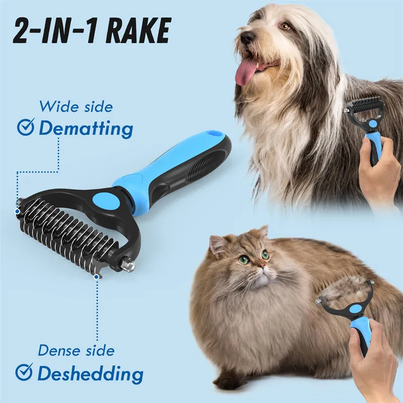 High Quality Pet Grooming Brush Double-Sided Steel Teeth Removes Tangles Deshedding Pet Hair Removal Comb