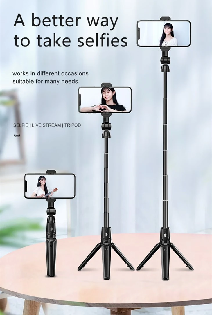 K21 Folding 23cm Aluminium Reverse Bluetooth Selfie Monopod Tripod for Phone