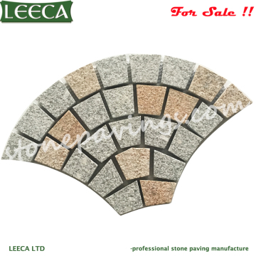 Flamed granite paver cobblestone netting | net paste stone