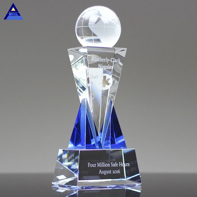 Award Golden Metal with Technology Crystal Globe Trophy