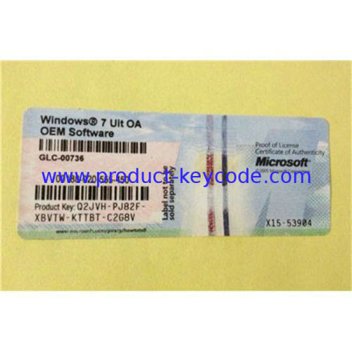 Windows Product Key Sticker For Windows 7 Ultimate Oem Software , Russian Language