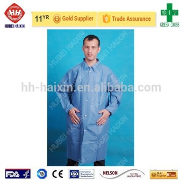 Disposable blue lab coat for sale with non pocket