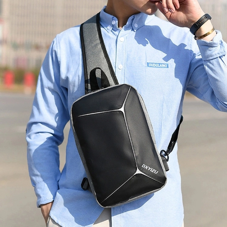 Wholesale Newest Polyester Men Chest Bag USB Single Shoulder Sling Bag