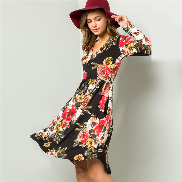 C3829 Long Sleeves Sun Dress For Women Boho Dresses Women Summer Long Dresses Women Casual