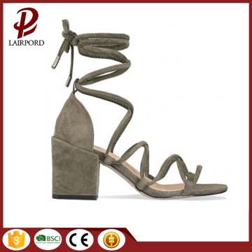 middle heel suede lace soft women sandals