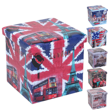 Bailey Customized Flag Leather Foldable Storage Ottoman