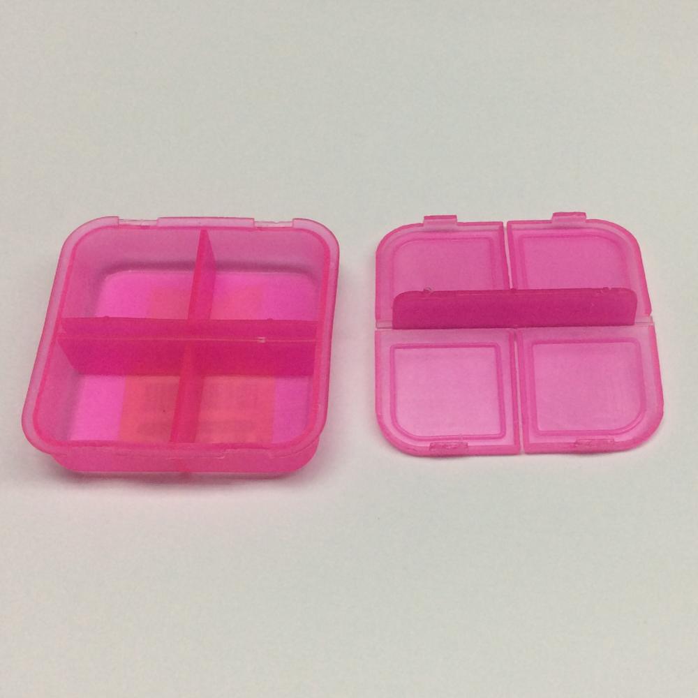 Plastic mini portable four-grid pill case
