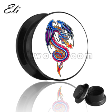 Fire Dragon Print Ear Plug Piercing Jewellery