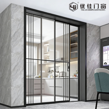 Kitchen Double Panel Clear Glass Sliding Door