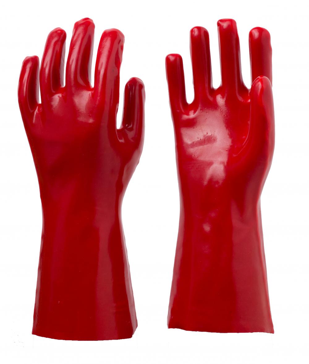 Guantes de PVC rojo a prueba de productos químicos