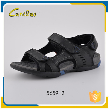 Black comfortable genuine leather men sandals 2016