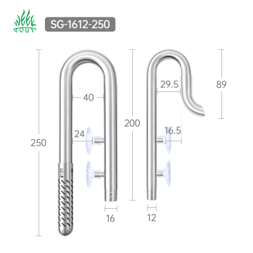 EHEIM PIPE SET 16/12mm Aquarium Stainless Steel Filter Pipes for Inflow and Outflow in Plant Tanks