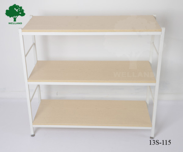 Simple metal and wood bookcase white