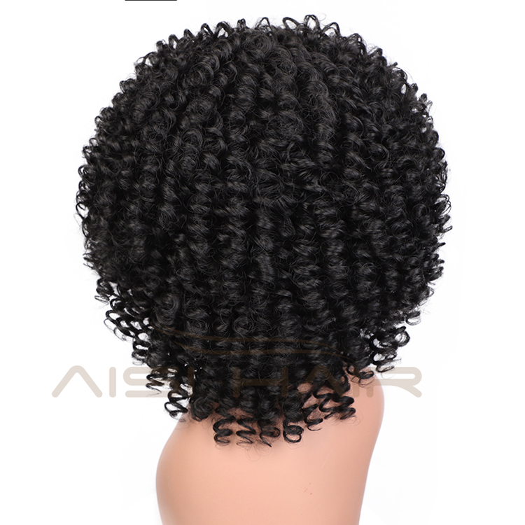 Aisi Hair Top Quality Short Afro Kinky Curly Black Bob Wigs With Bangs Deep Afro Curly Wave Wig Synthetic Wigs For Black Women