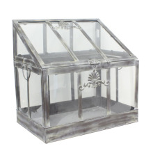 Metal Large Size Brown with White Brush PVC Terrariums