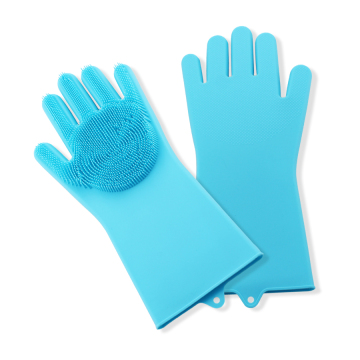 Silicone Gloves with Cleaning Brush Scrubber