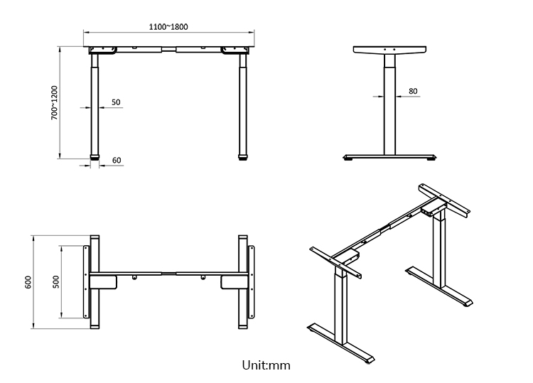 standing desk dimension