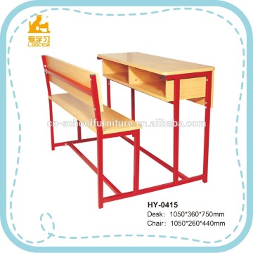 HY-0415B double shool desk chair/school desk with attached chair