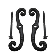 Antique S-Style Black Shutter Dog Holders - 6.5 Inch Long Decorative External Shutter Tieback Hardware with Mounting Screw