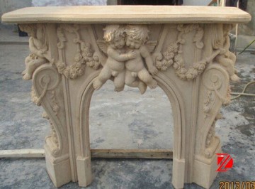 Fireplace mantel with angels