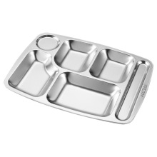 Stainless Steel 6 Compartment Mess Tray for School Canteen