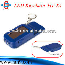 Mini rechargeable solar flashlight keychain 3 led with whistle